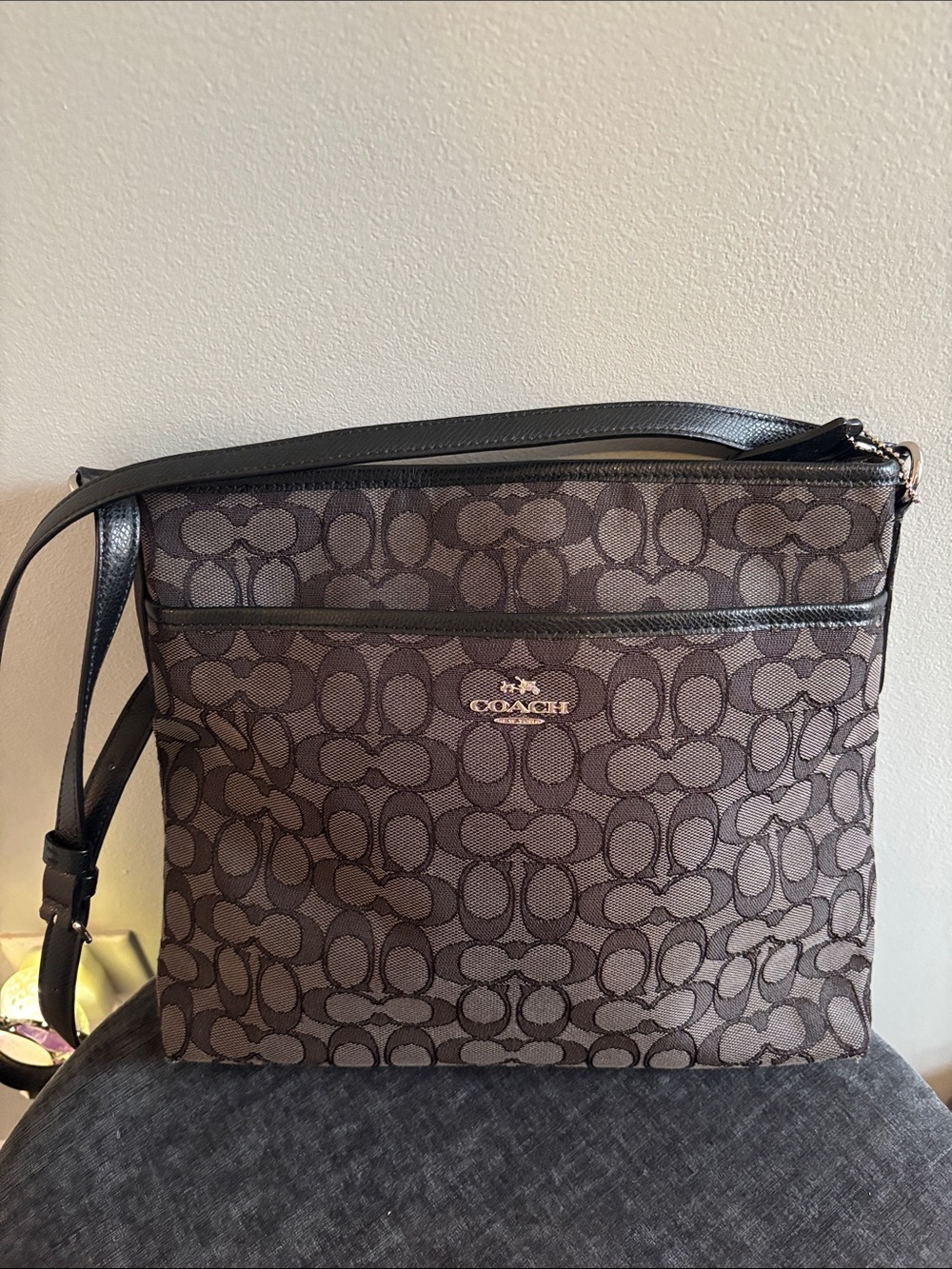 Coach Signature Canvas Crossbody Bag in Brown and Black